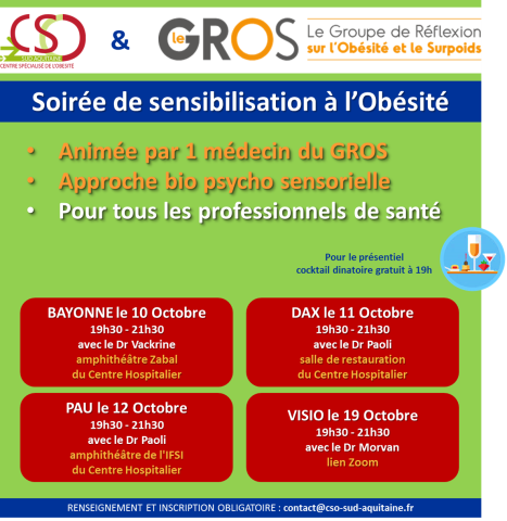 SOIREE SENSIBILISATION A L'OBESITE CSO SUD AQUITAINE GROS