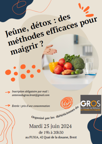 Café discussion : Jeûne, détox - des solutions efficaces pour maigrir ? Café discussion à Brest le 25 juin 2024
